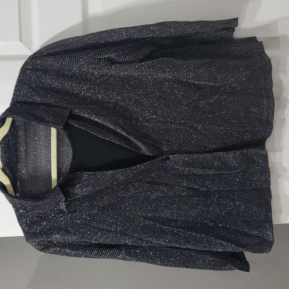 Kathie Lee Collection Black Silver Glitter Blouse